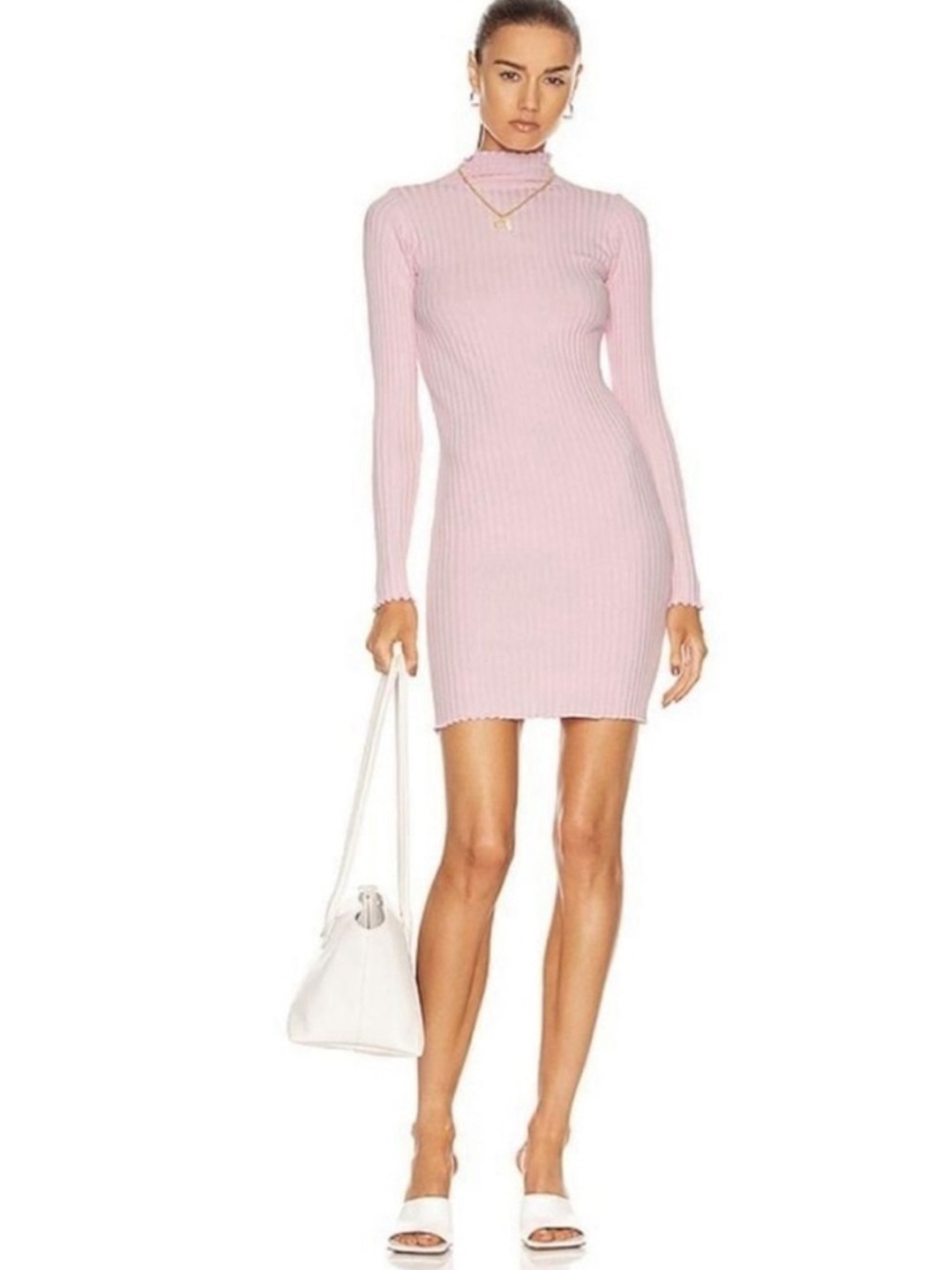 John Elliot Ginza Long Sleeve Mock Mini Dress Ribbed Cotton Size Medium